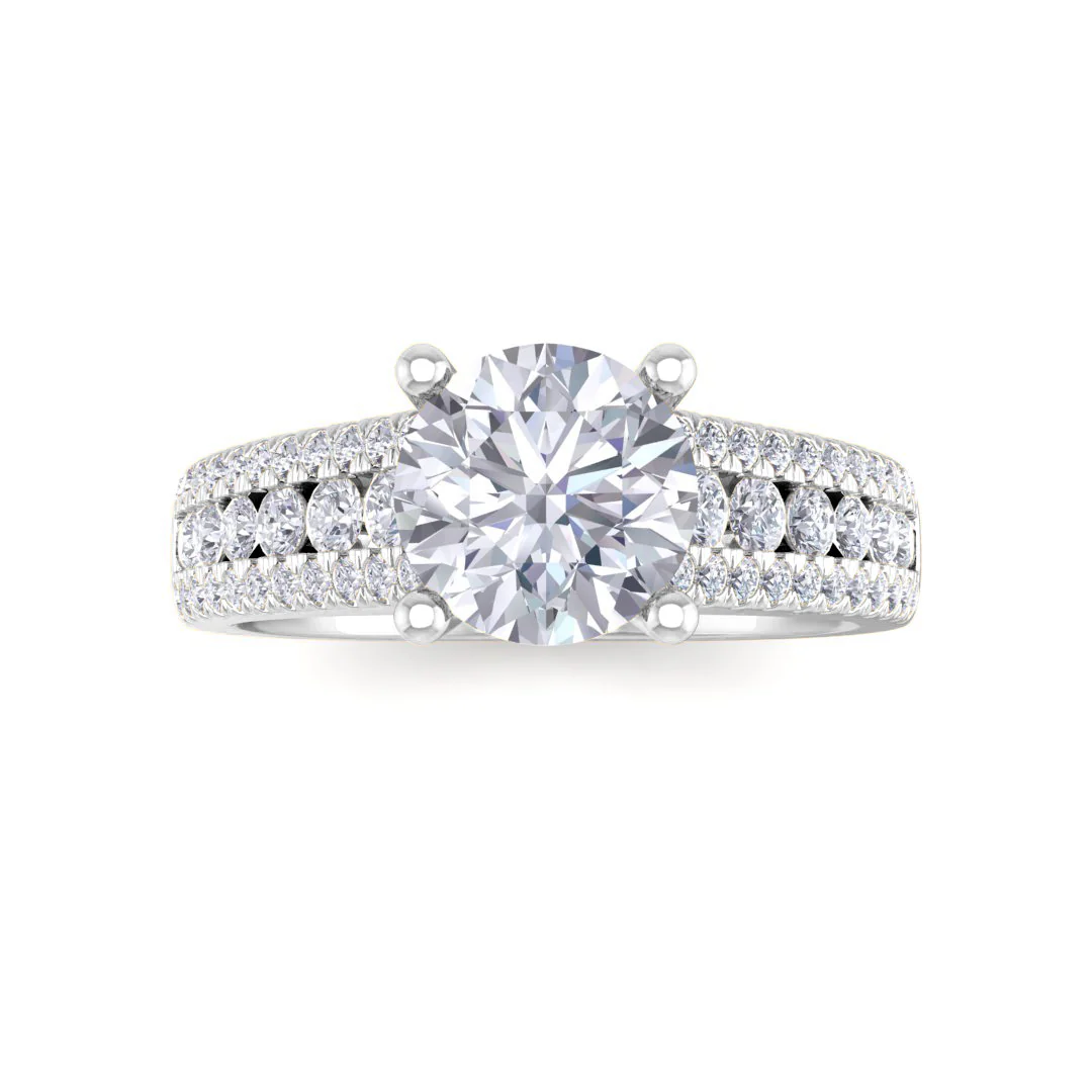 Platinum 1.0ct Round Brilliant Diamond Solitaire with Accent Shoulders Engagement Ring 1.5tdw