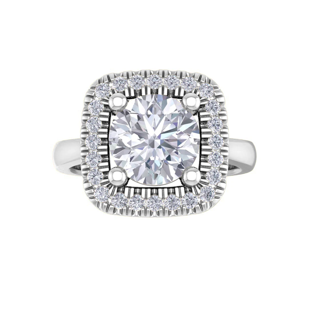 Platinum 1.5ct Round Brilliant Diamond Halo Engagement Ring 1.63tdw