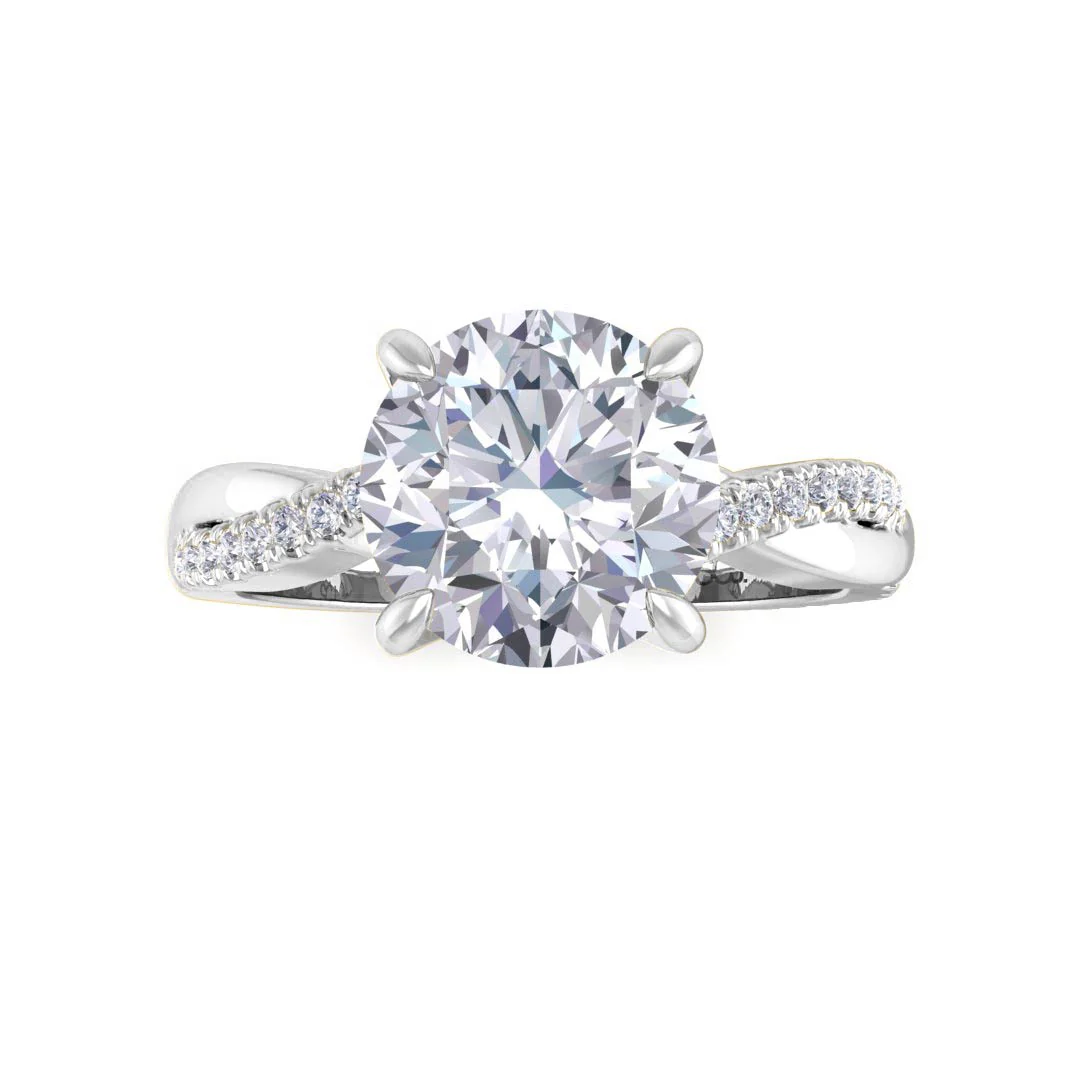Platinum 2.0ct Round Brilliant Lab Diamond Entwined Band Engagement Ring 2.15tdw