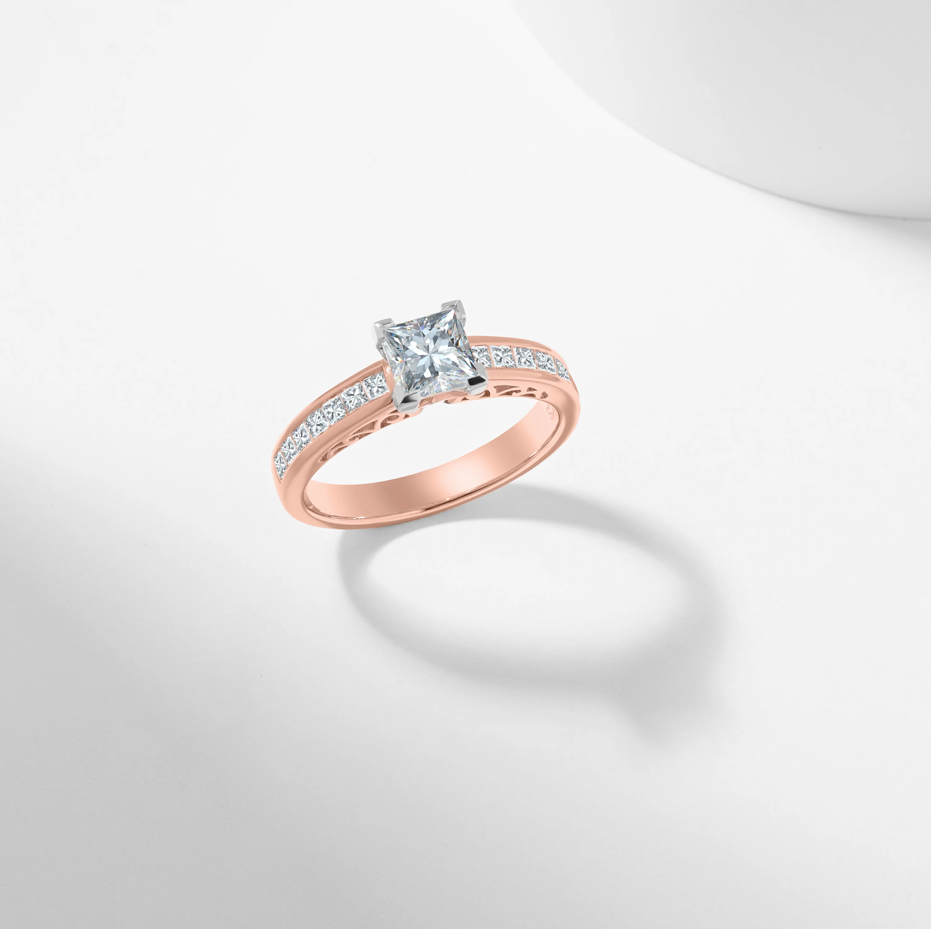 Princess Cut Diamond Solitaire With Shoulder Accents Engagement Ring 1.5tdw - Image 7