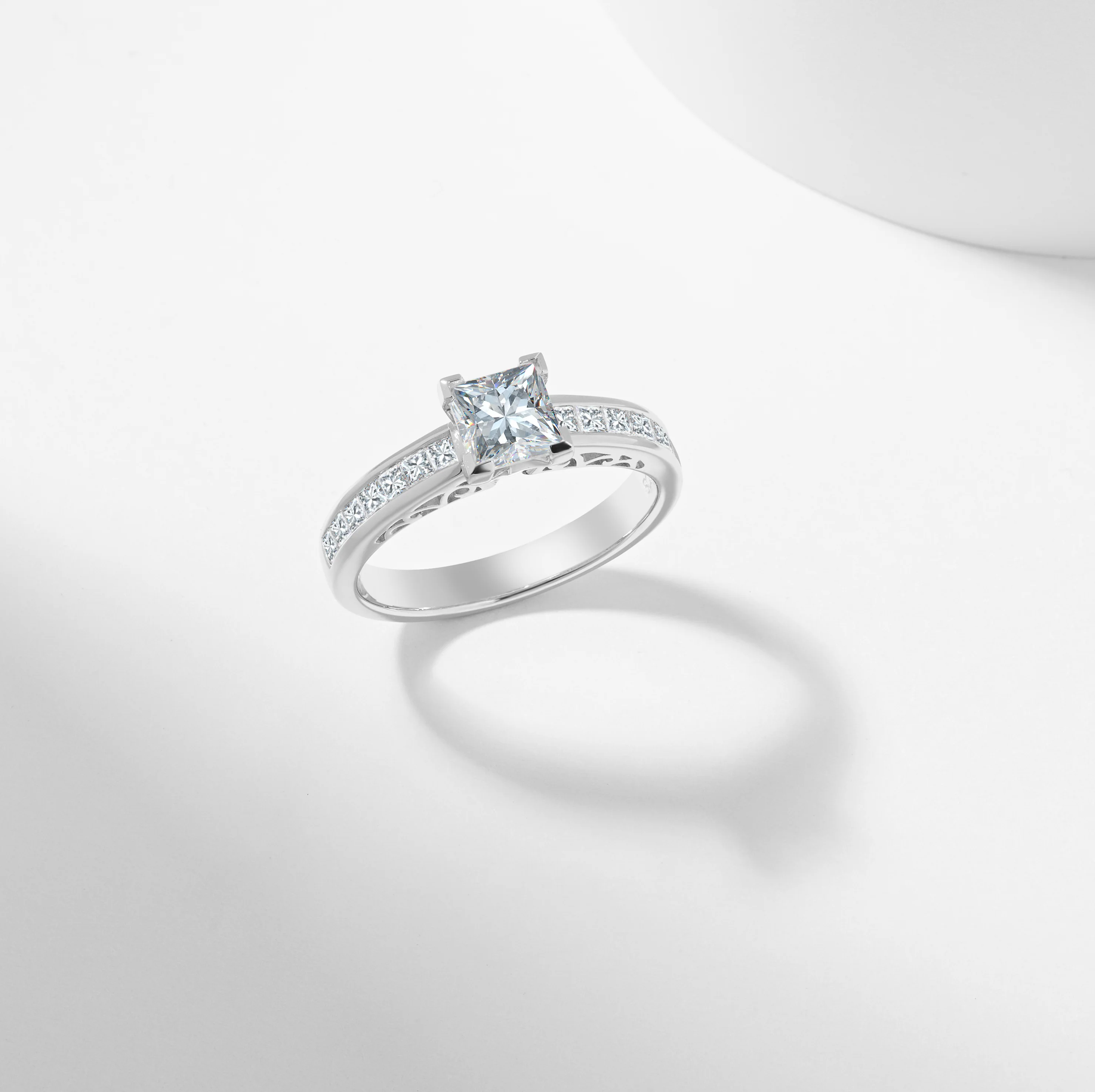 Princess Cut Lab Grown Diamond Solitaire With Shoulder Accents Engagement Ring 1.5tdw - Image 10