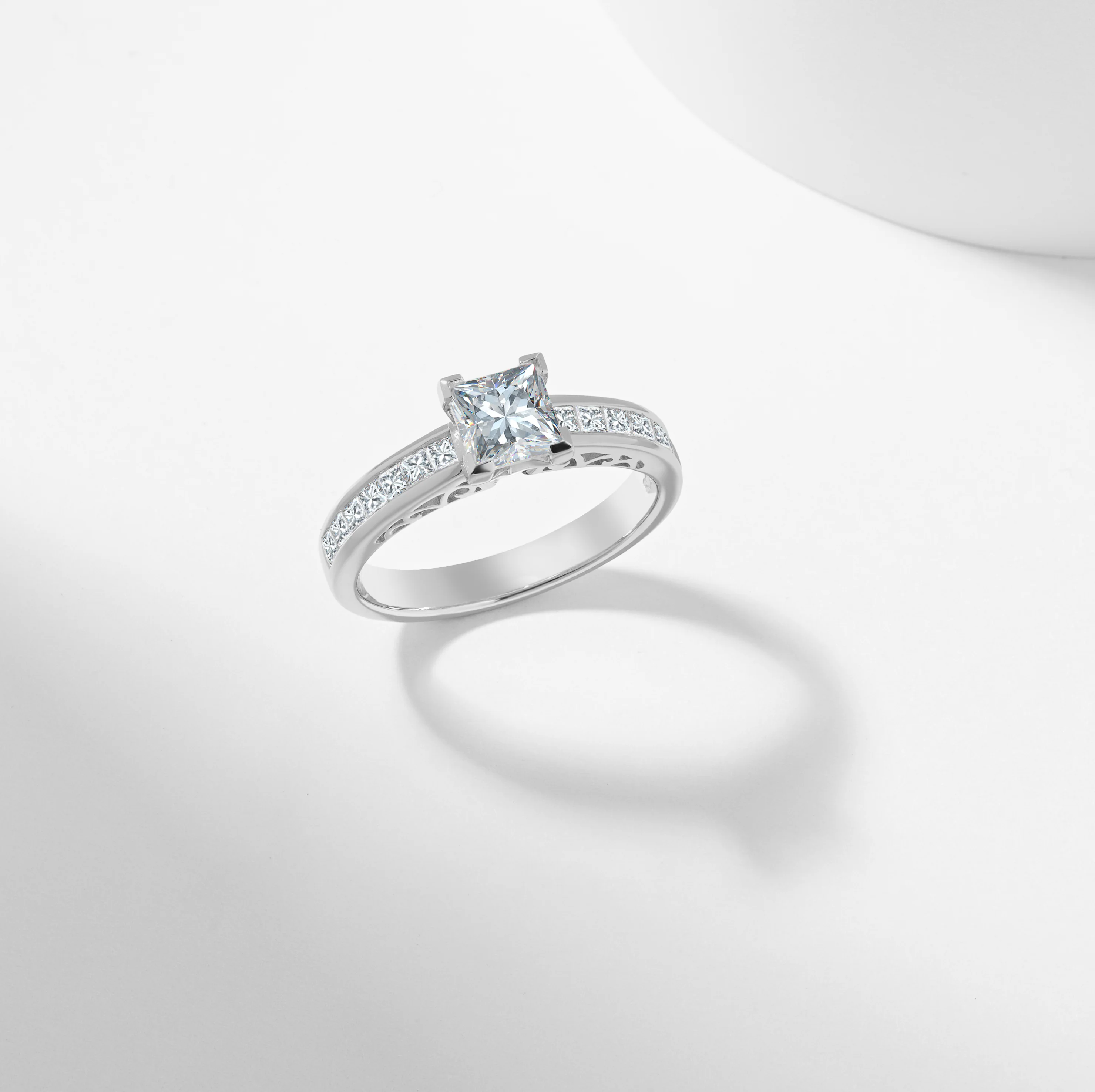 Princess Cut Lab Grown Diamond Solitaire With Shoulder Accents Engagement Ring 1.5tdw - Image 9
