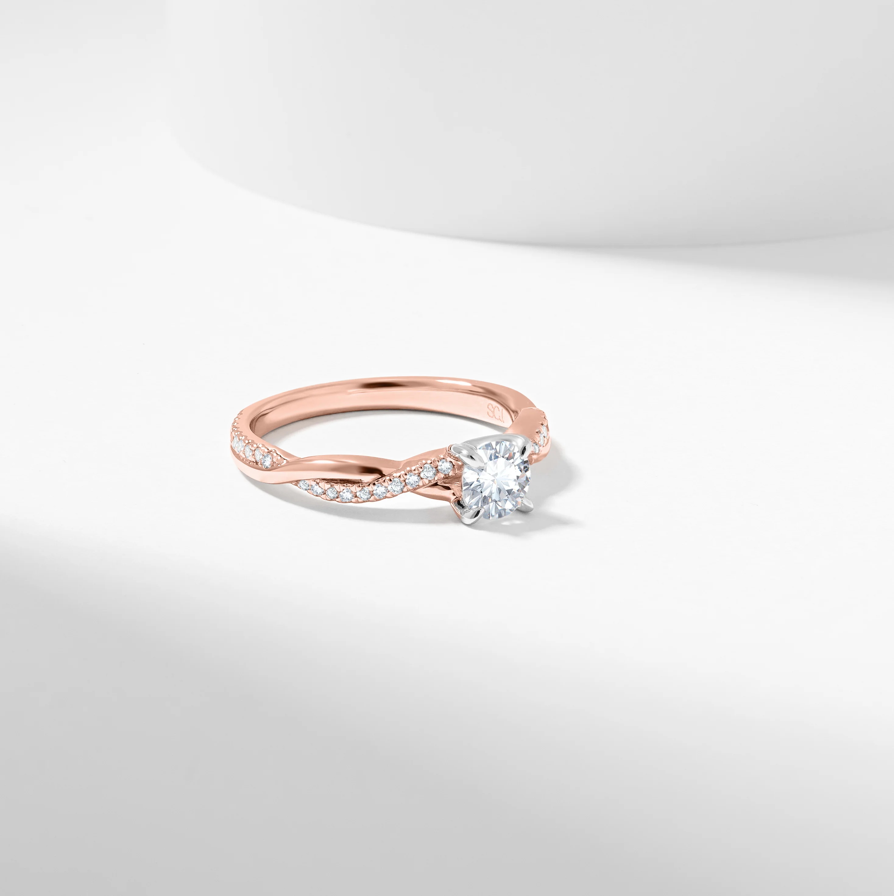 Round Brilliant Lab Grown Diamond Entwined Band Engagement Ring 0.65tdw