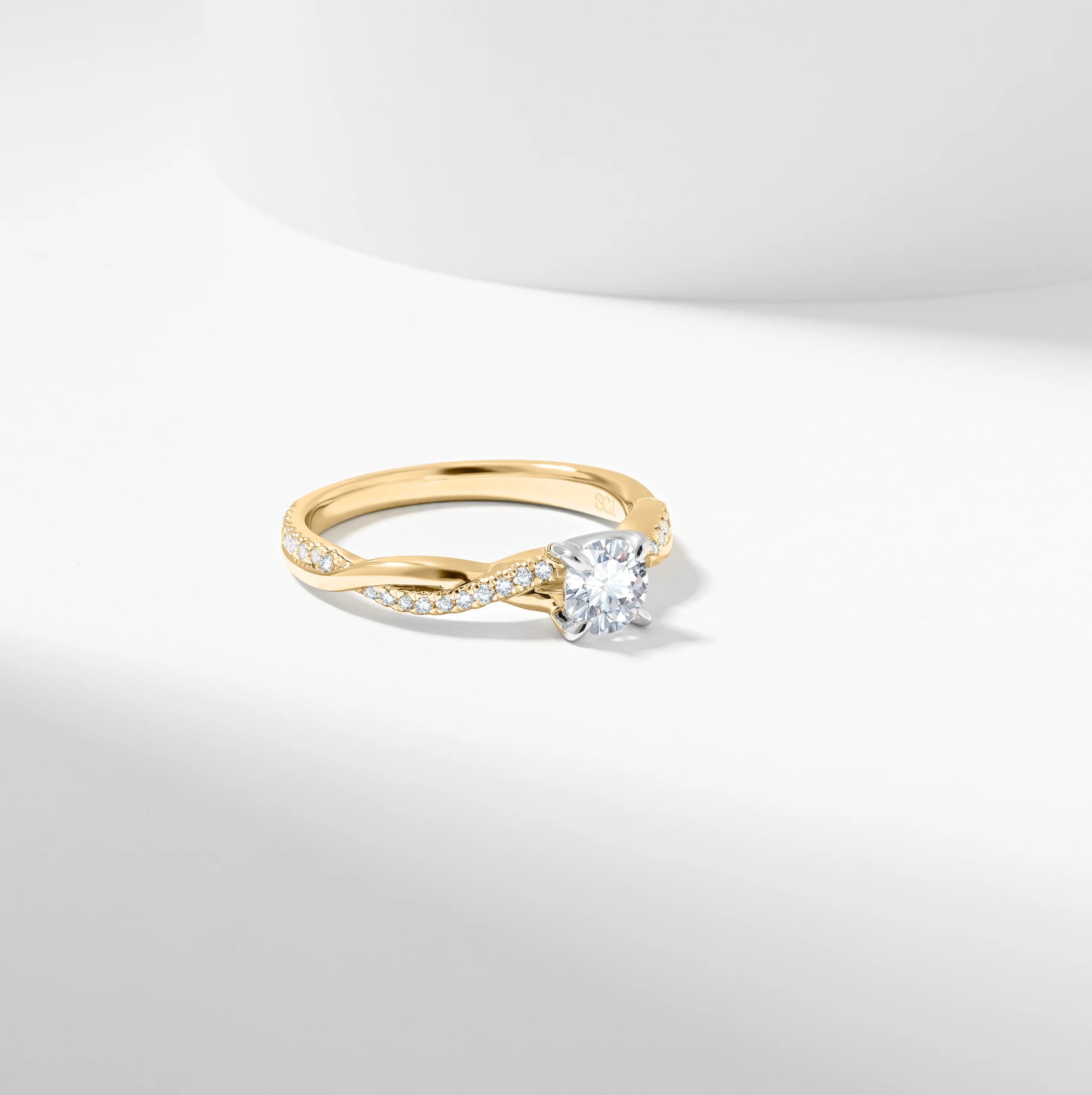 Round Brilliant Lab Grown Diamond Entwined Band Engagement Ring 0.65tdw - Image 2