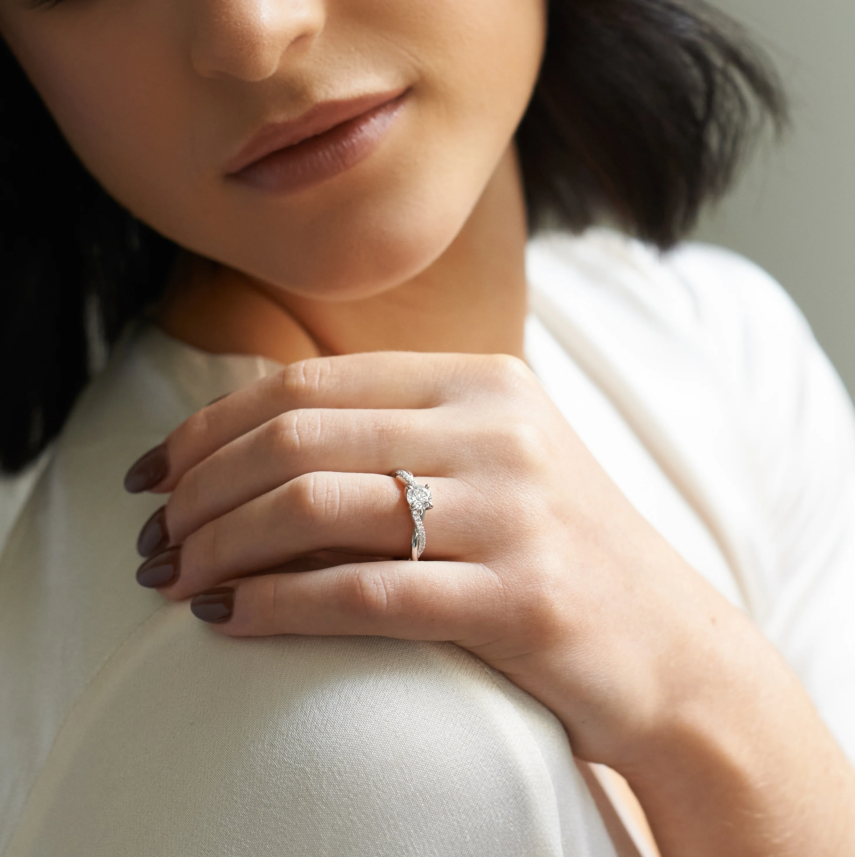 Round Brilliant Lab Grown Diamond Entwined Band Engagement Ring 0.65tdw - Image 3