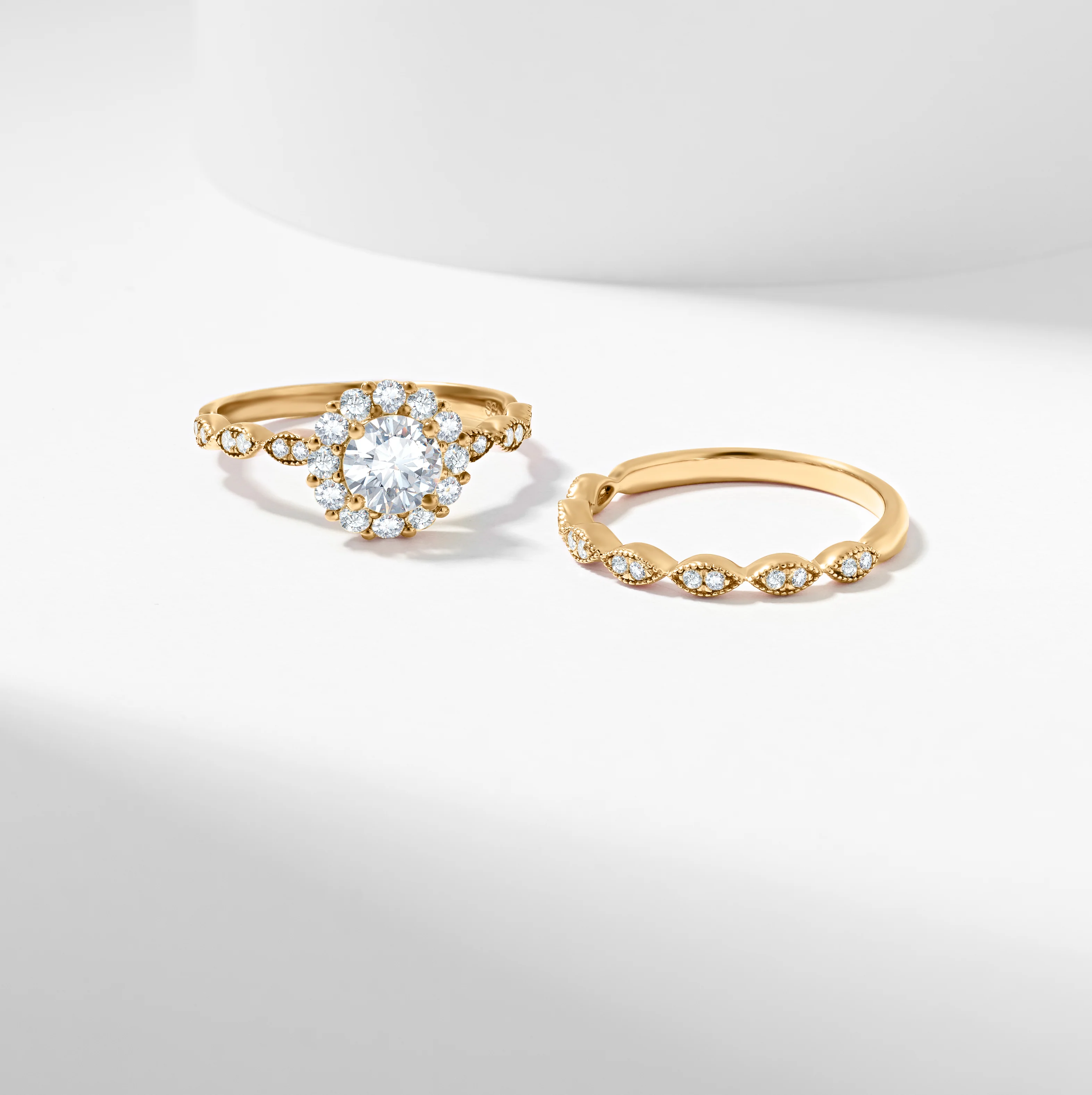 Round Brilliant Lab Grown Diamond Halo Bridal Set 1.3tdw - Image 6