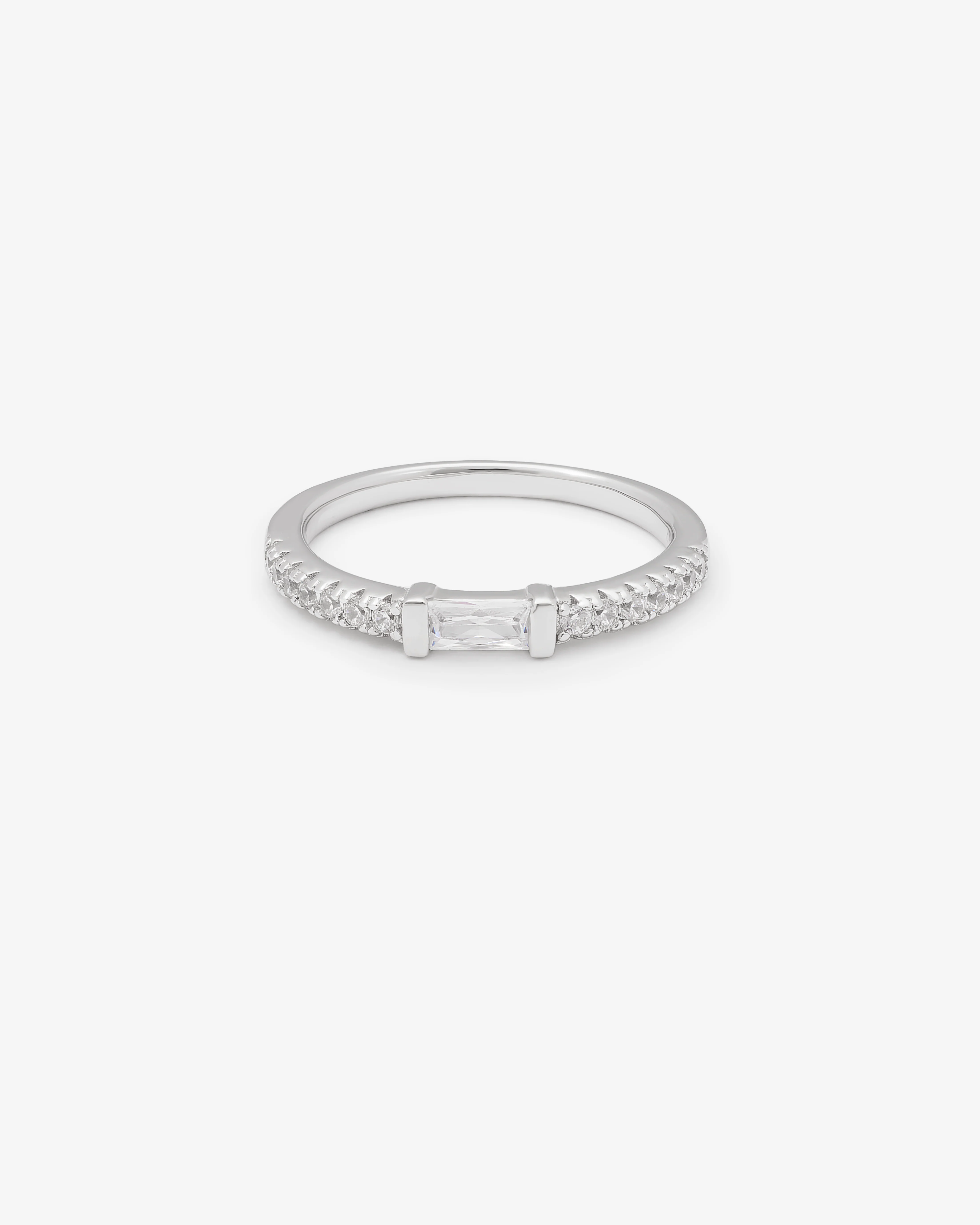 Sterling Silver Baguette Zirconia Ring