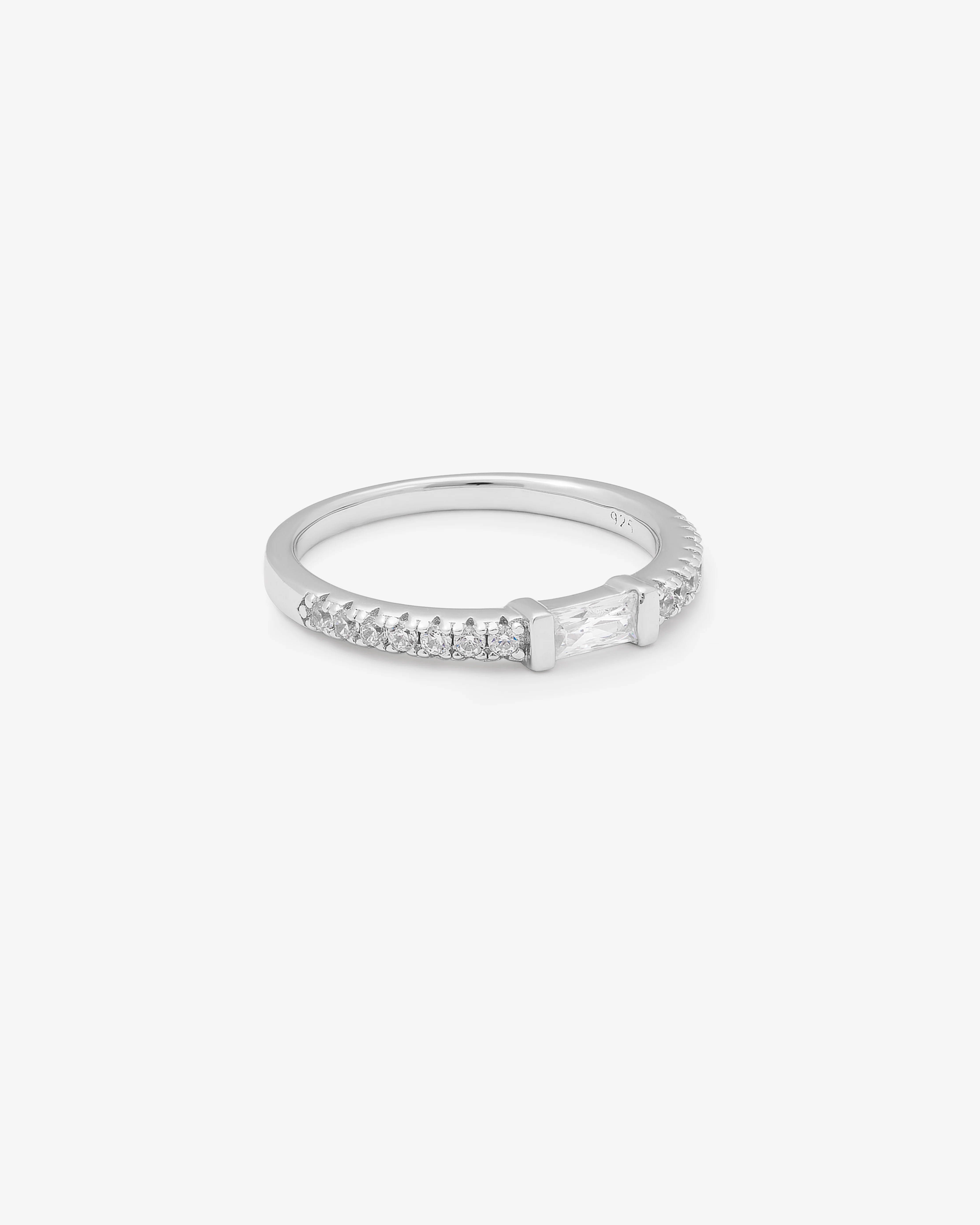 Sterling Silver Baguette Zirconia Ring - Image 2