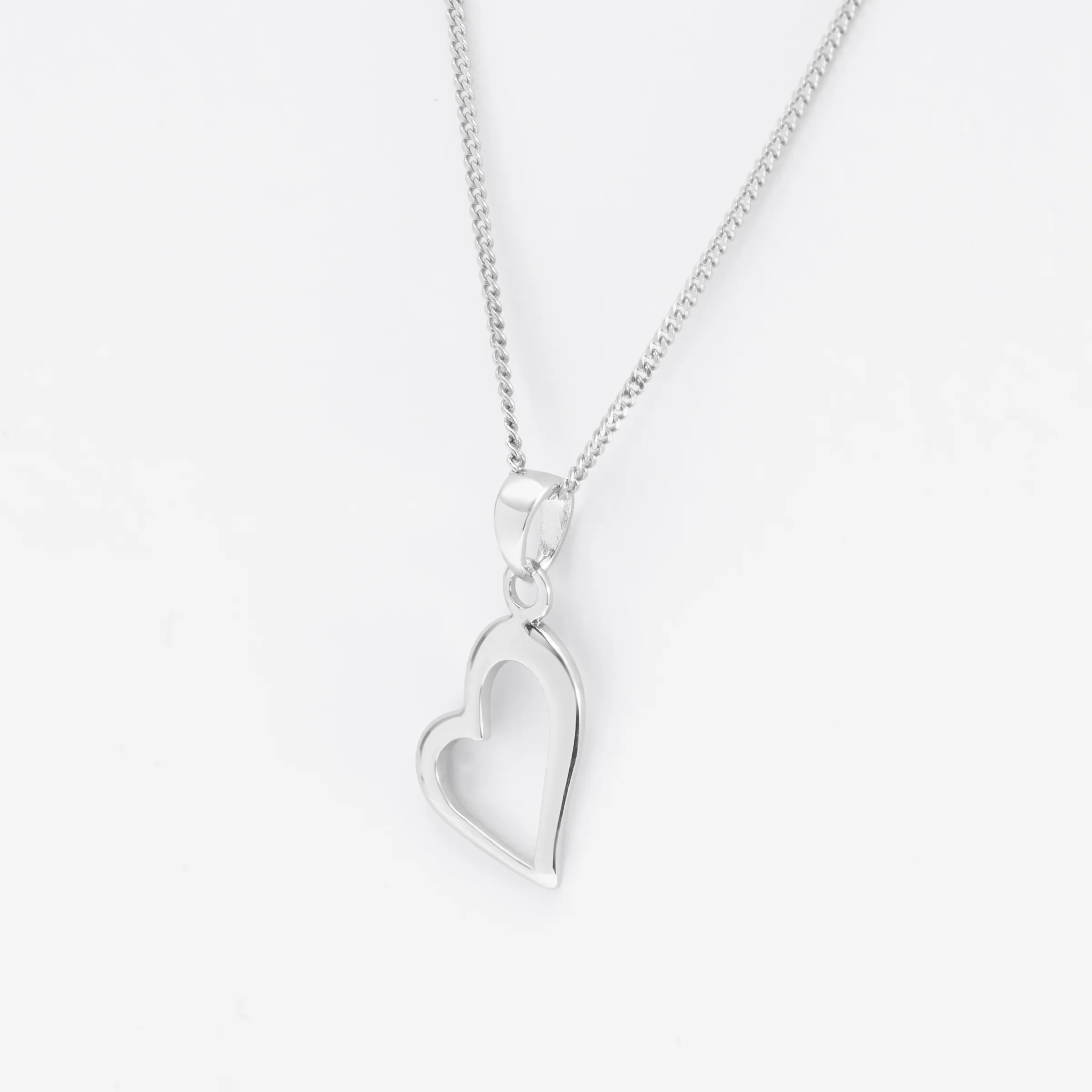 Sterling Silver Angled Heart Pendant