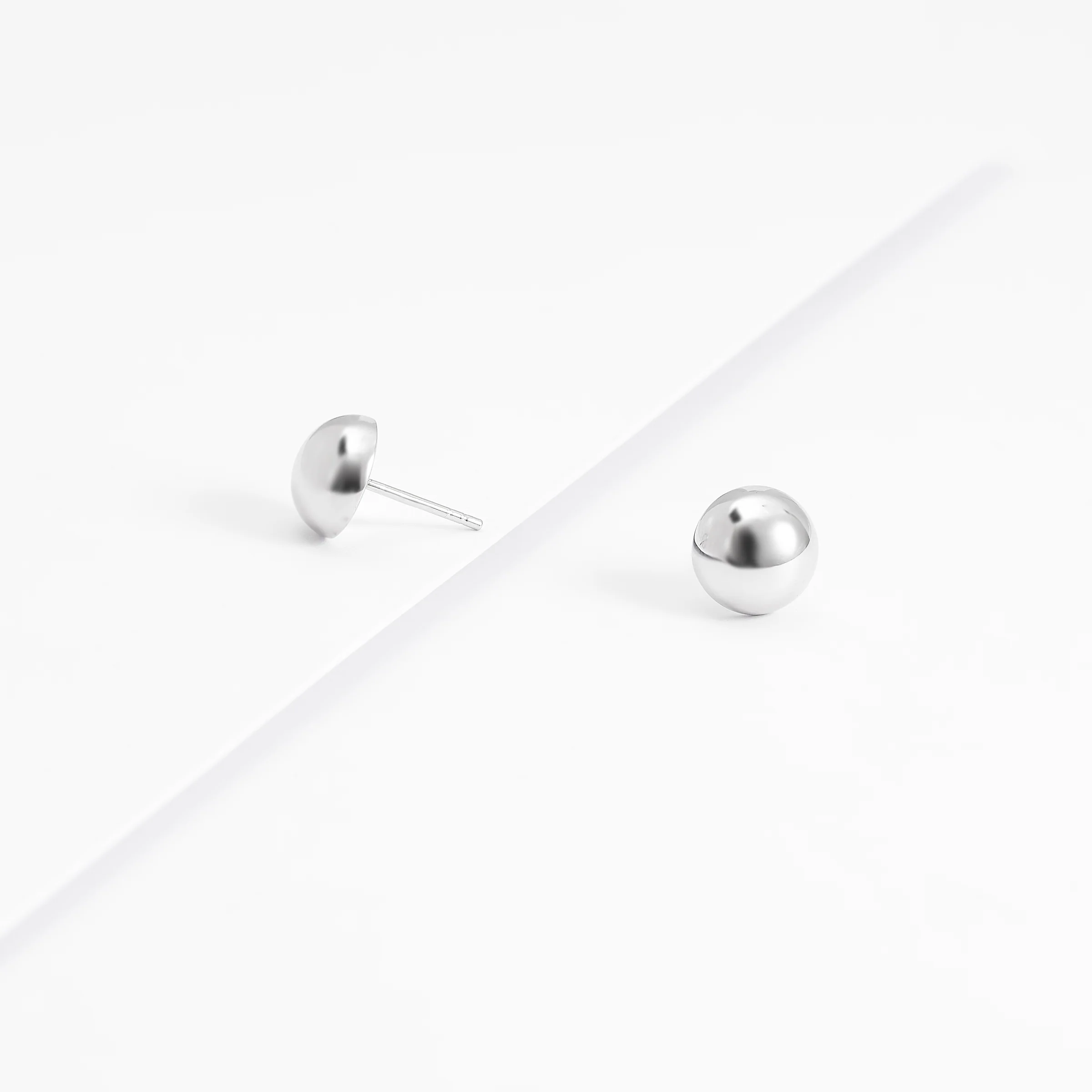 Sterling Silver Dome Ball Stud Earrings