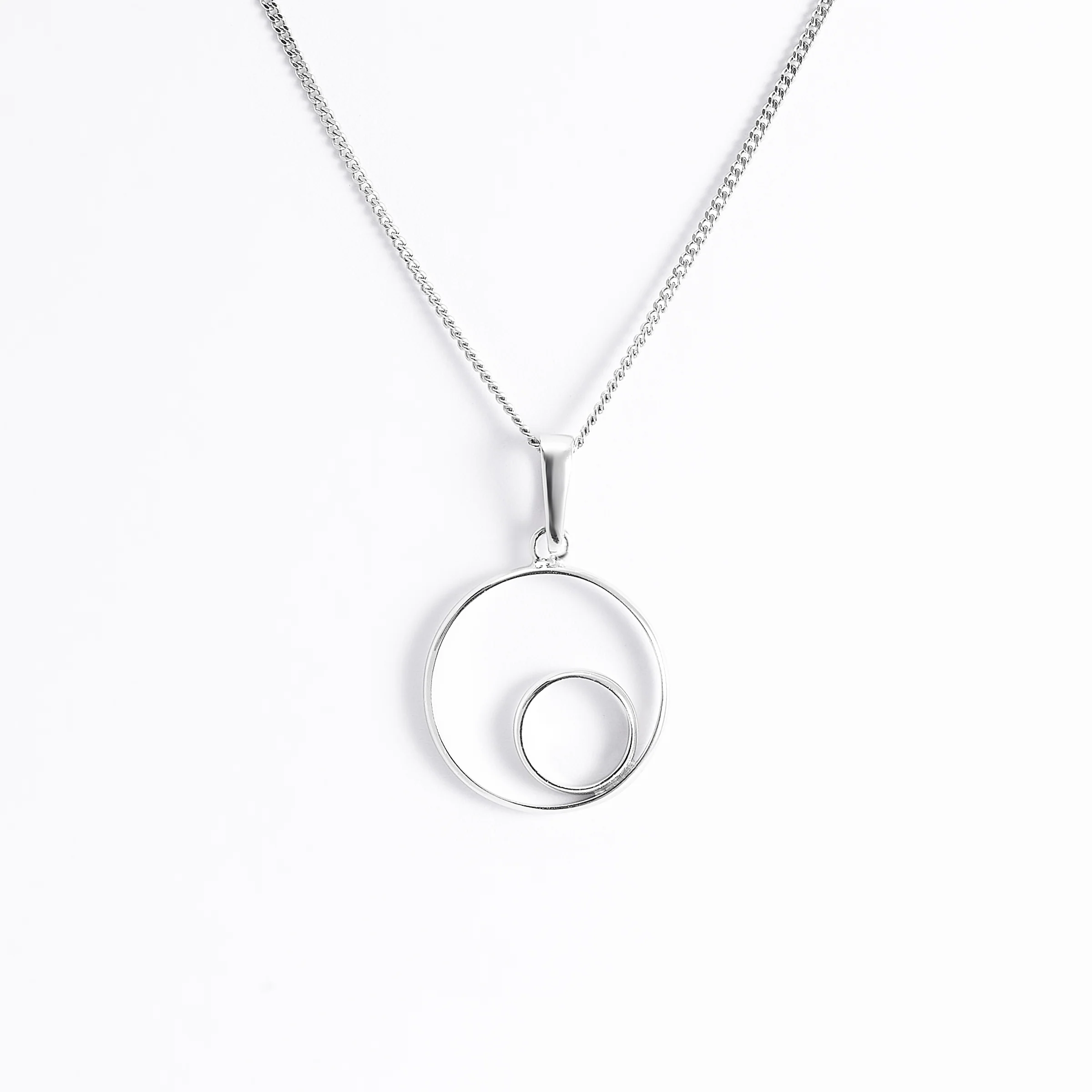 Sterling Silver Double Circle Pendant 14mm