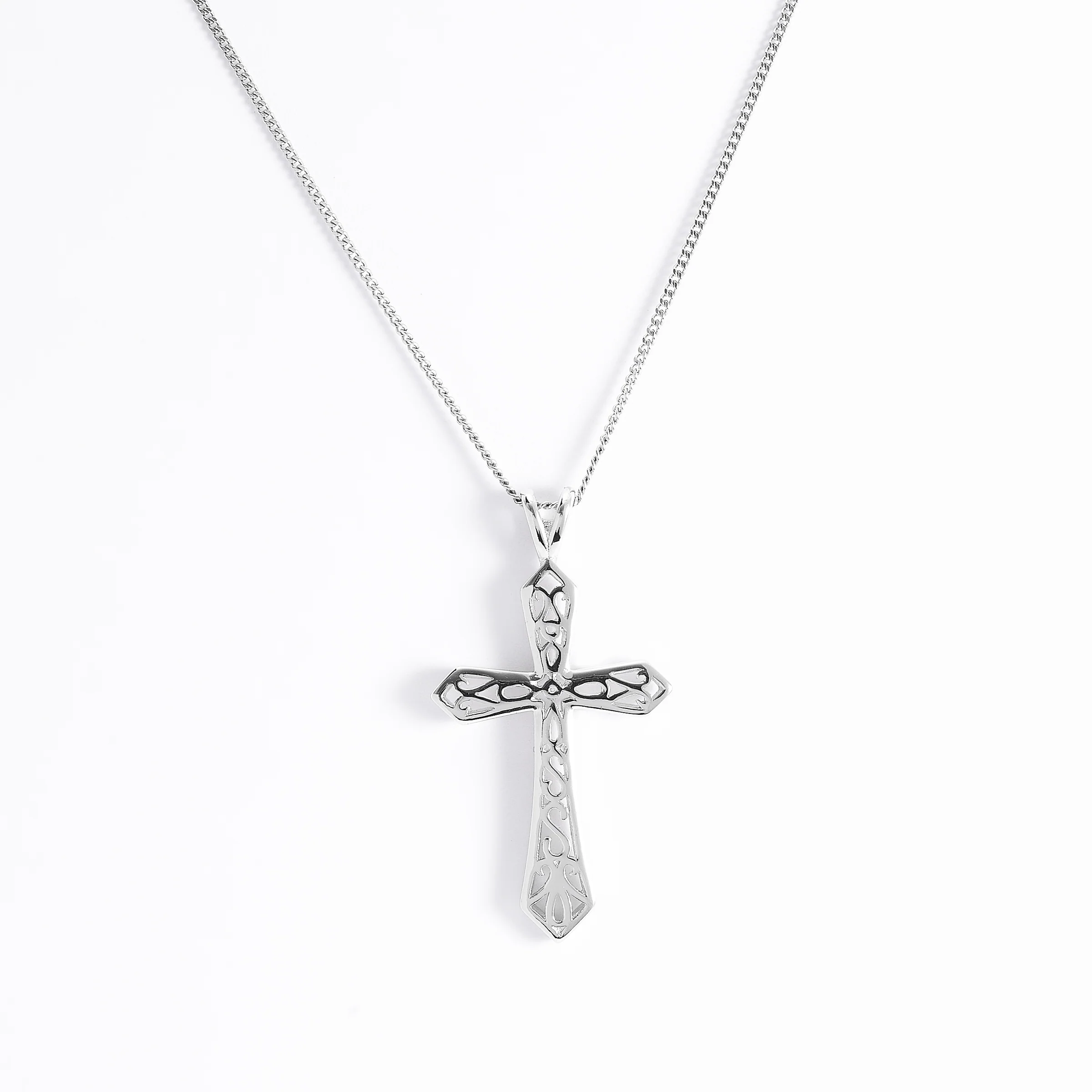 Sterling Silver Fret Work Cross Pendant