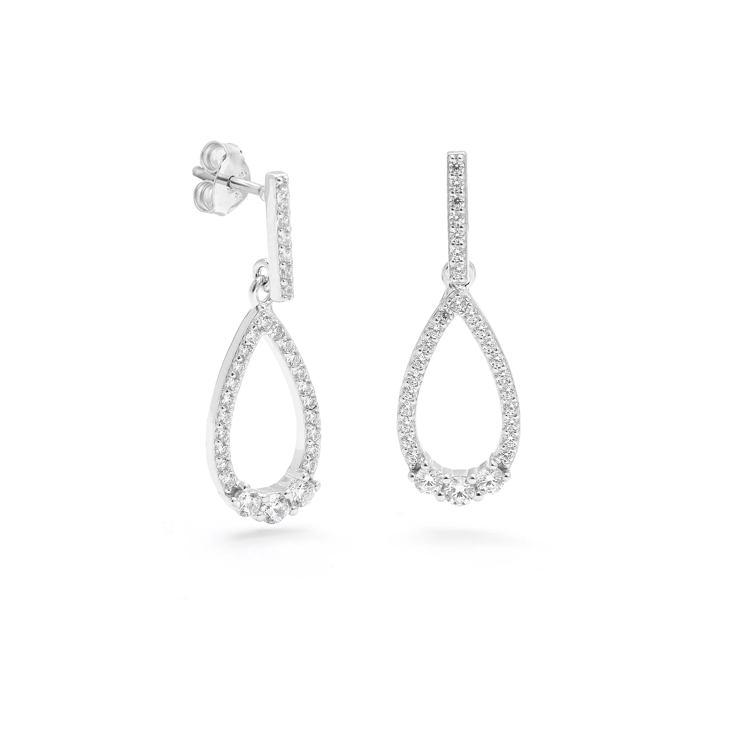 Sterling Silver Open Teardrop Zirconia Earring - Image 2