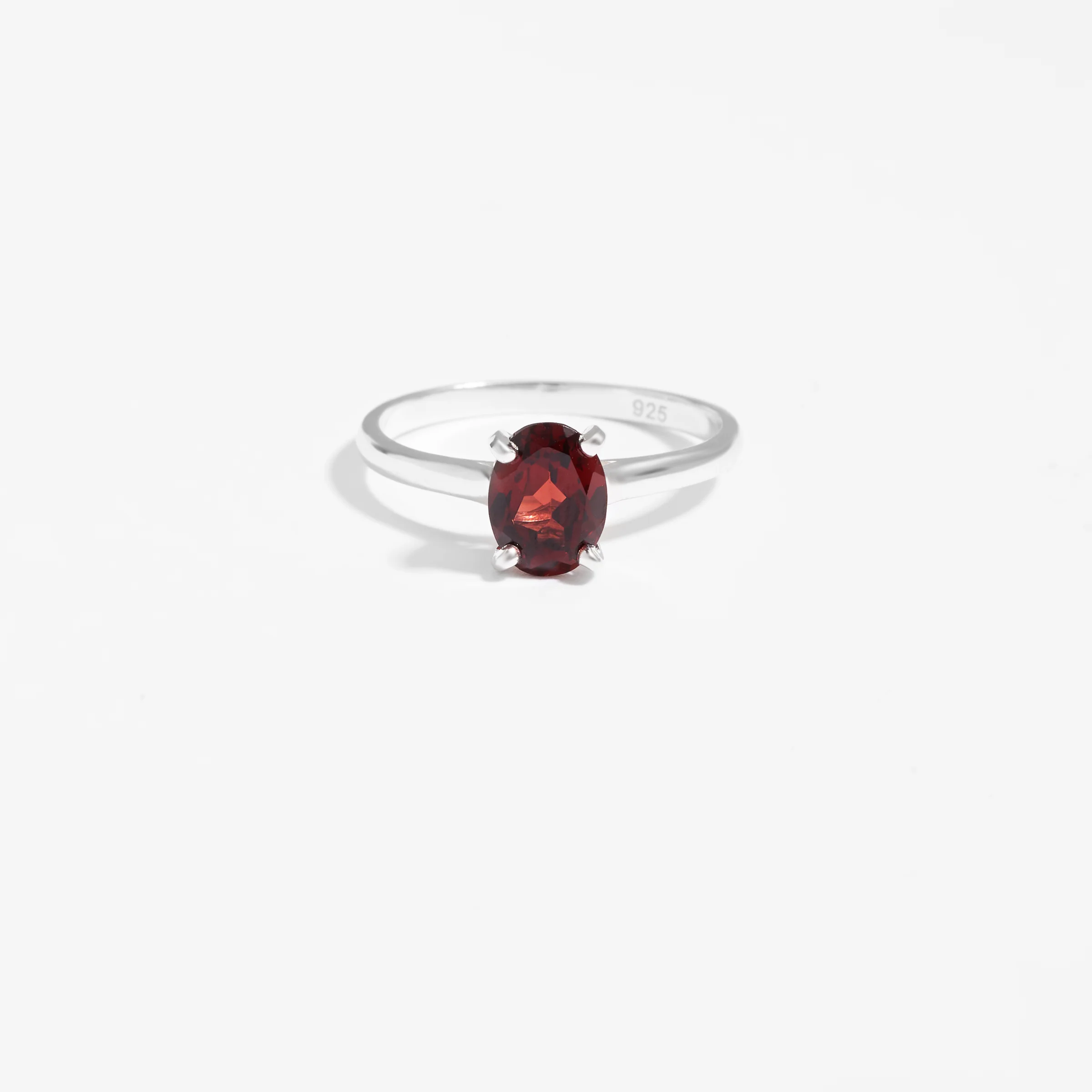 Sterling Silver Oval Garnet January Birthstone Ring