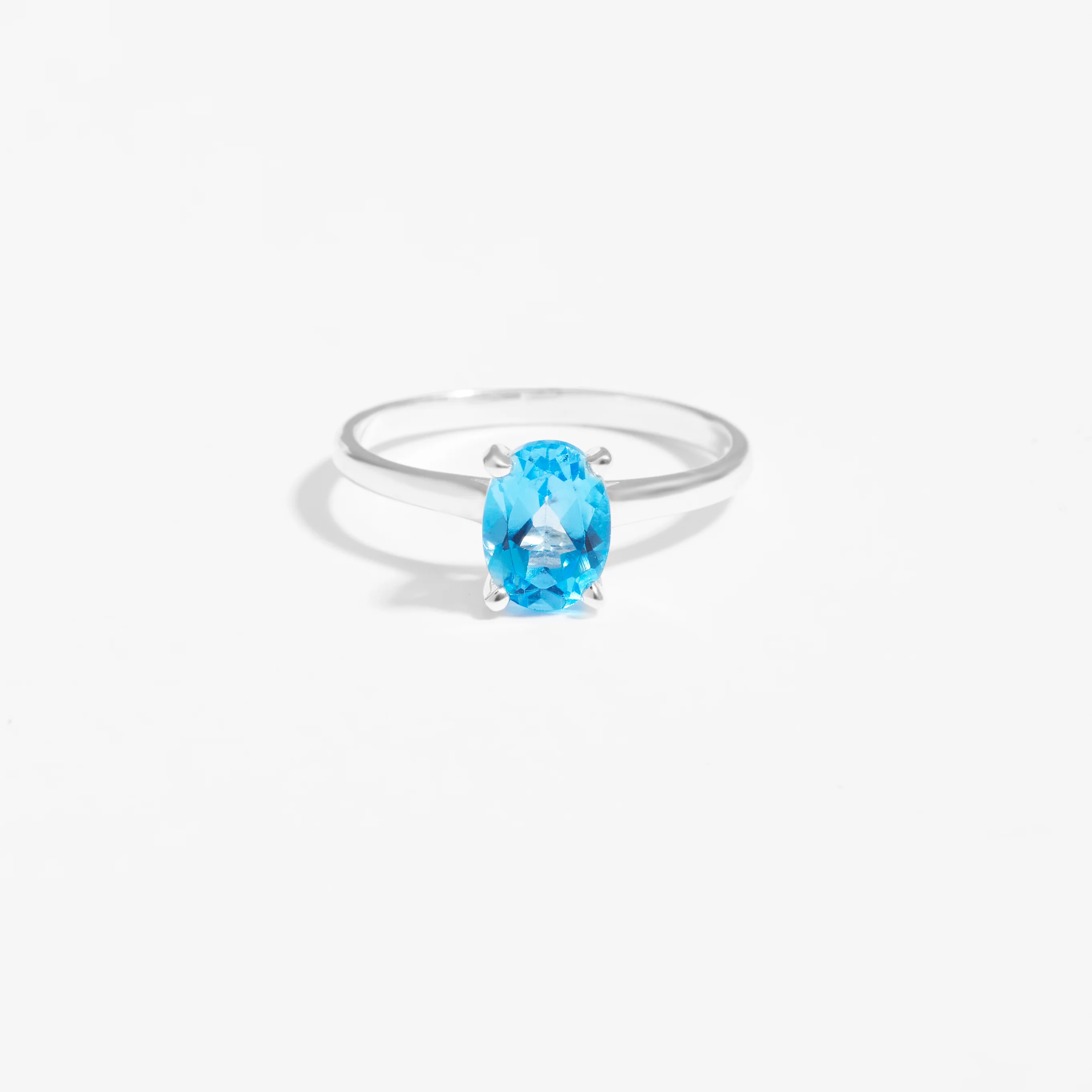 Sterling Silver Oval Swiss Blue Topaz December Birthstone Ring