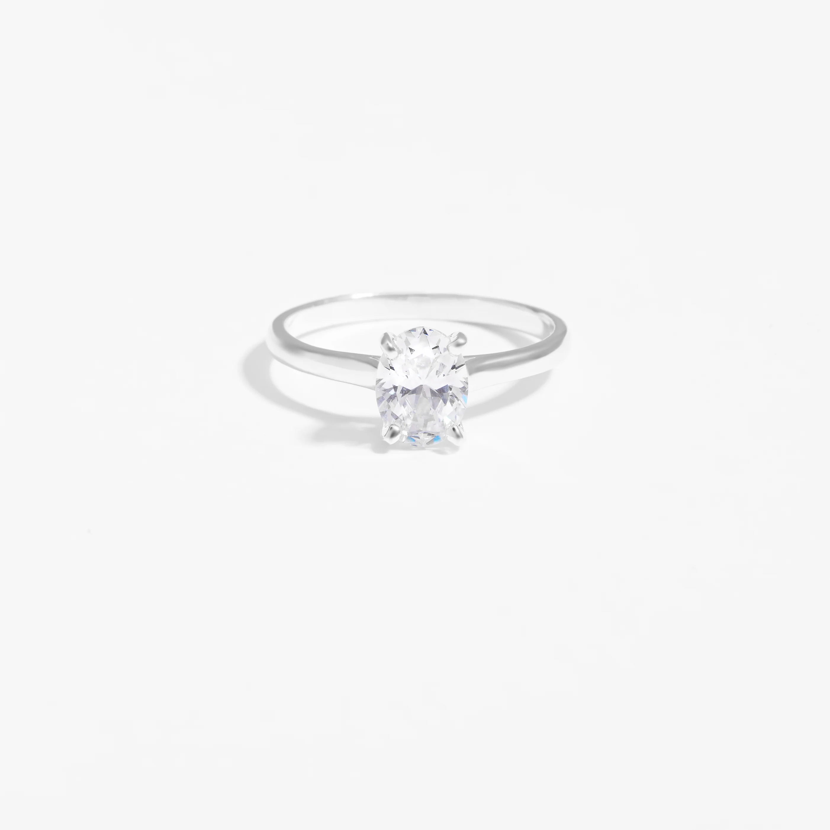 Sterling Silver Oval Zirconia April Birthstone Ring