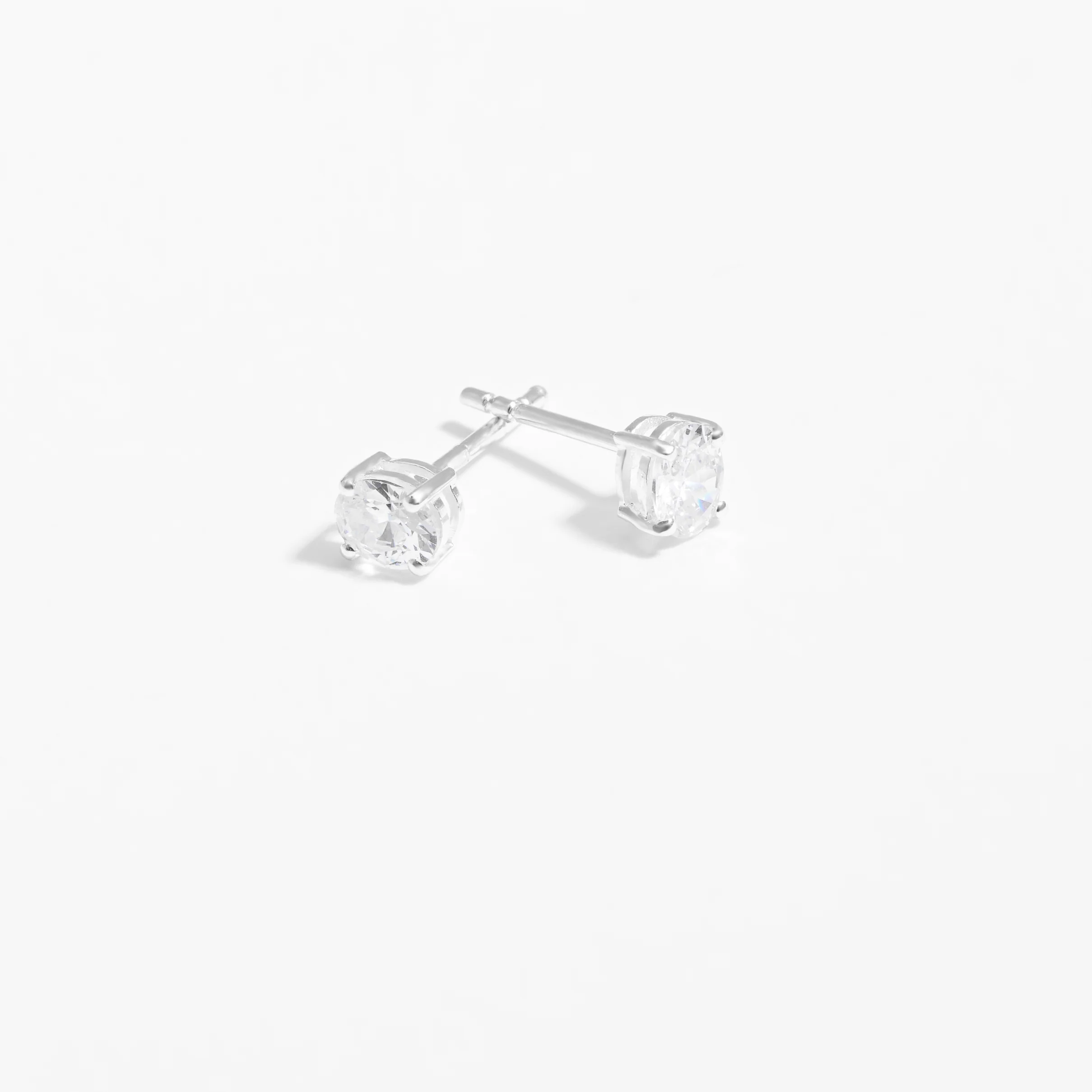 Sterling Silver Oval Zirconia April Birthstone Stud Earrings