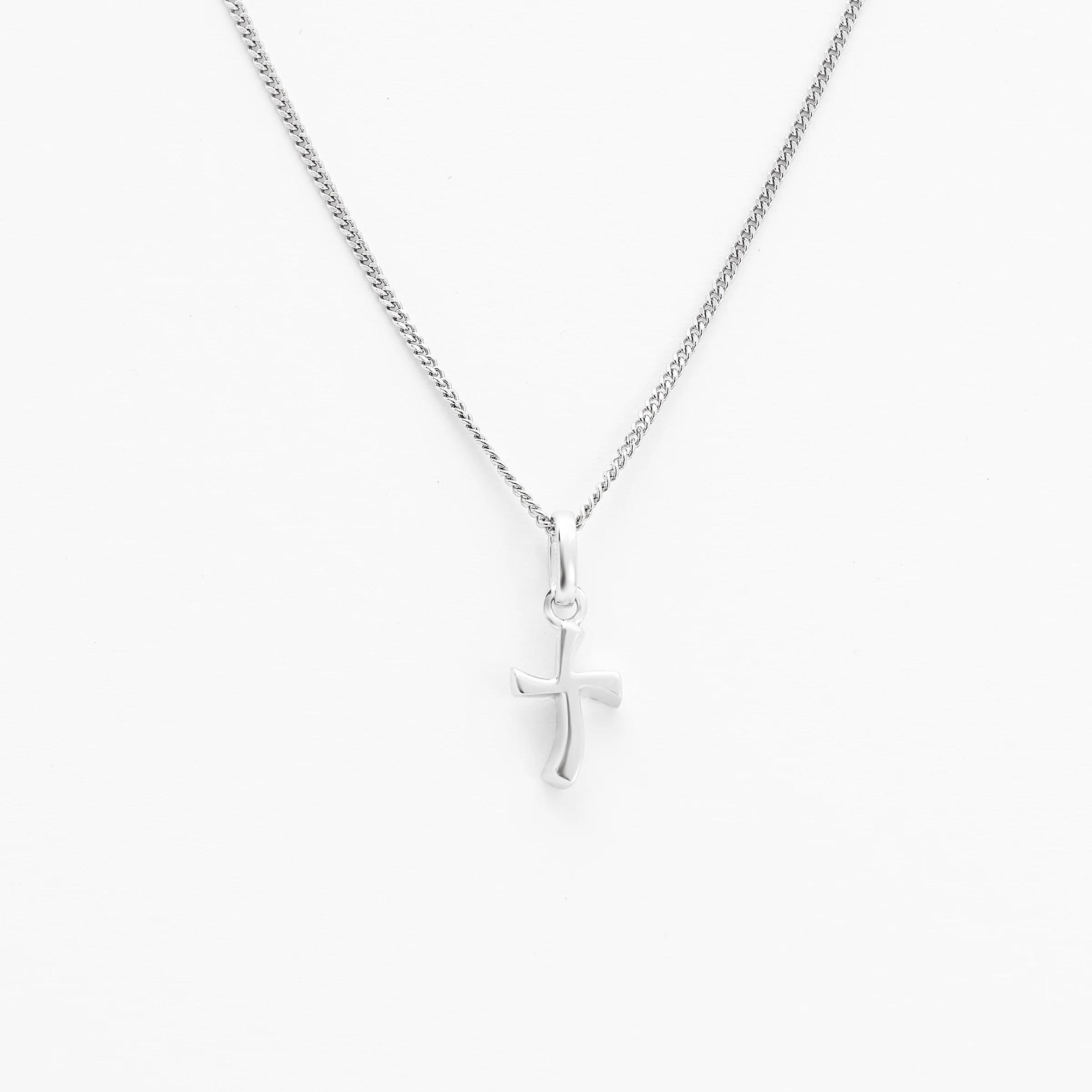 Sterling Silver Plain Wavy Cross Pendant 7x9mm