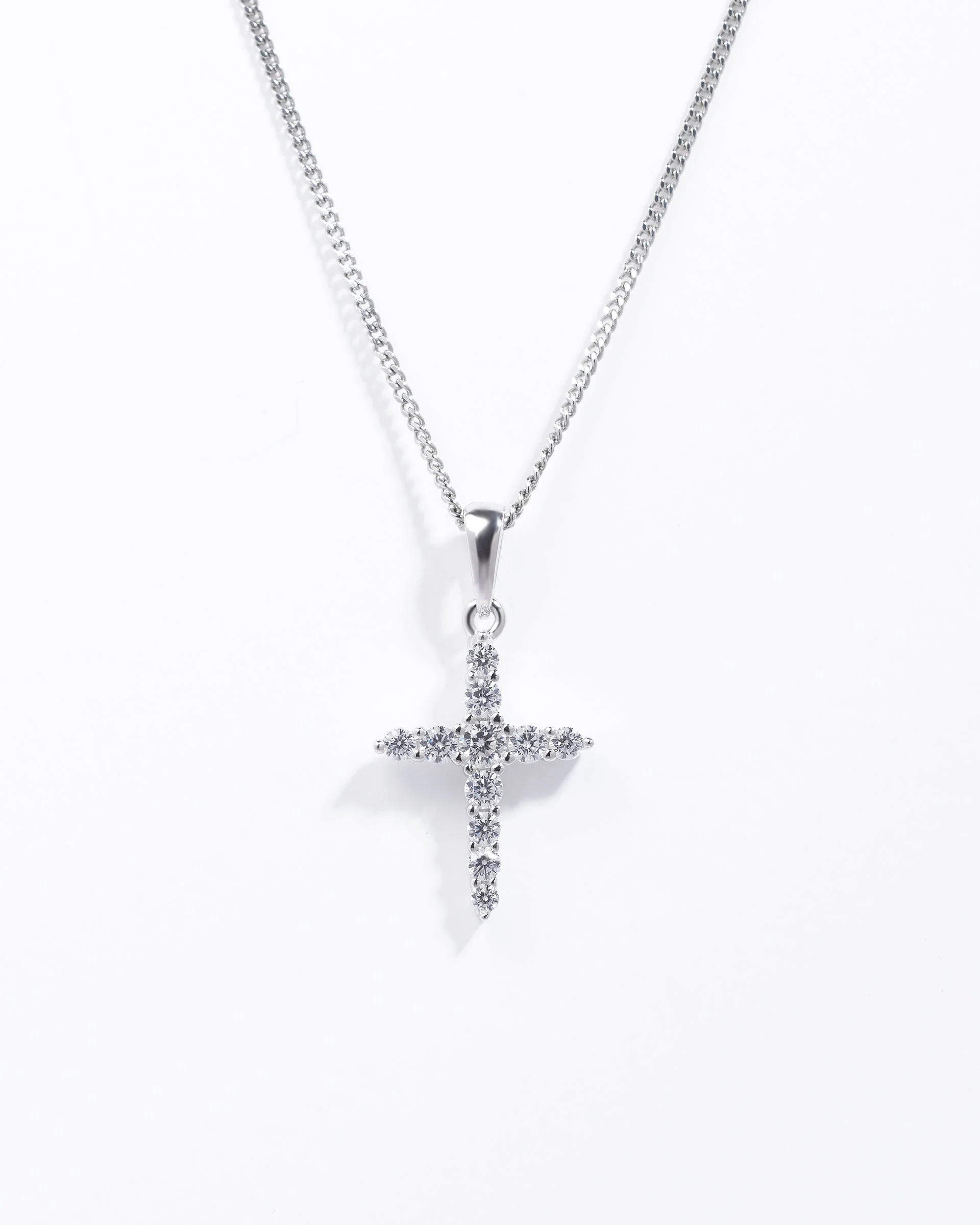 Sterling Silver Zirconia Claw Set Cross Pendant