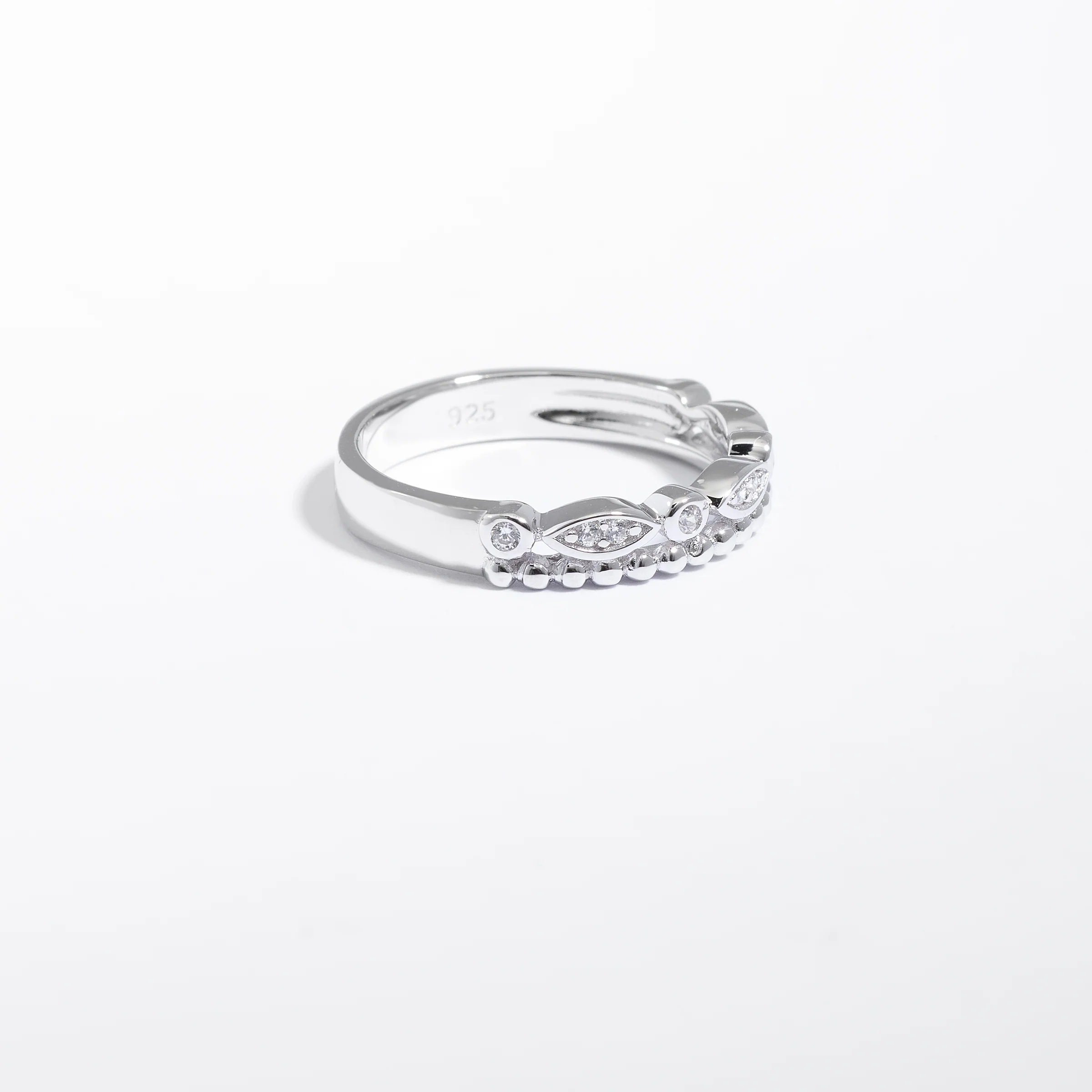 Sterling Silver Zirconia Double Row Fancy Ring