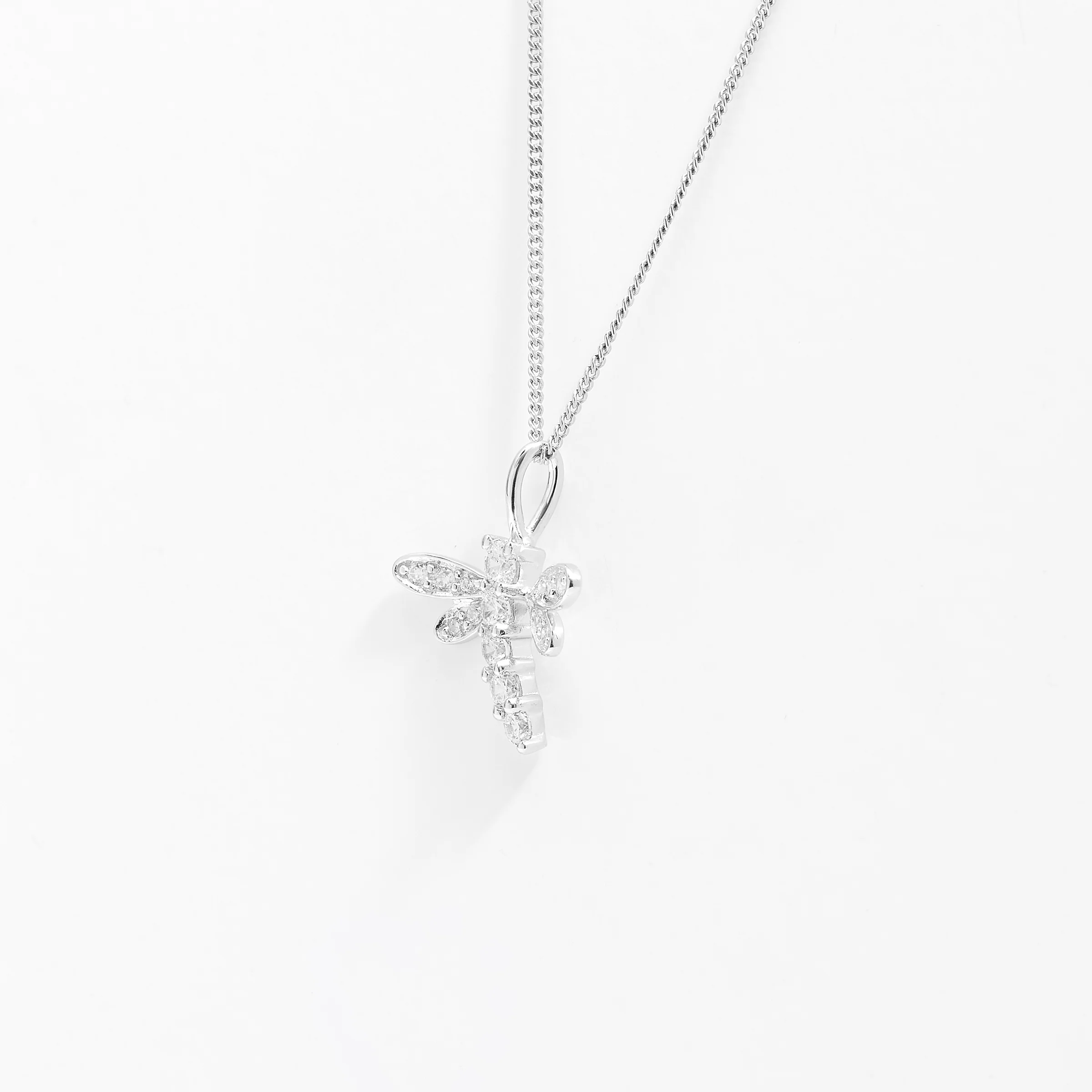 Sterling Silver Zirconia Dragonfly Pendant