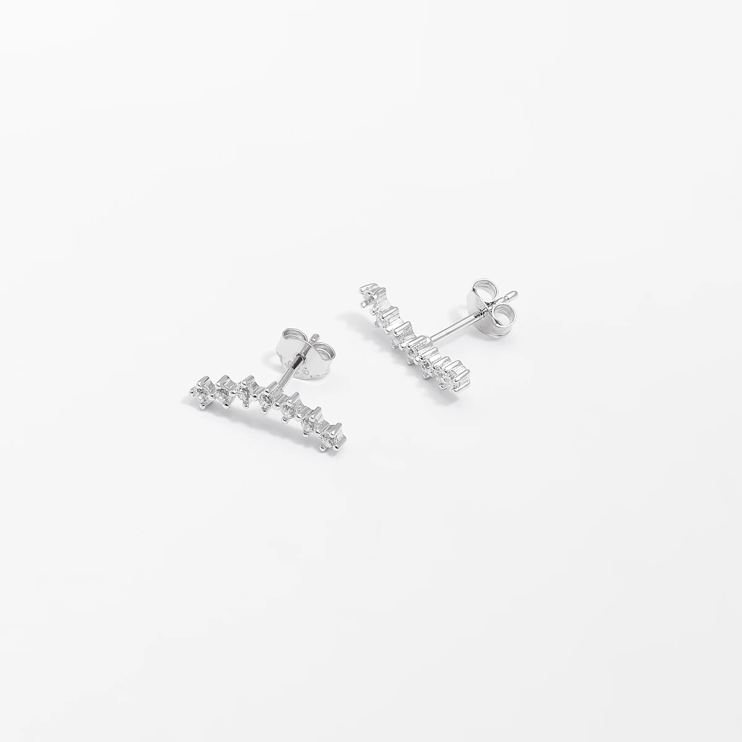 Sterling Silver Zirconia Ear Climber Studs