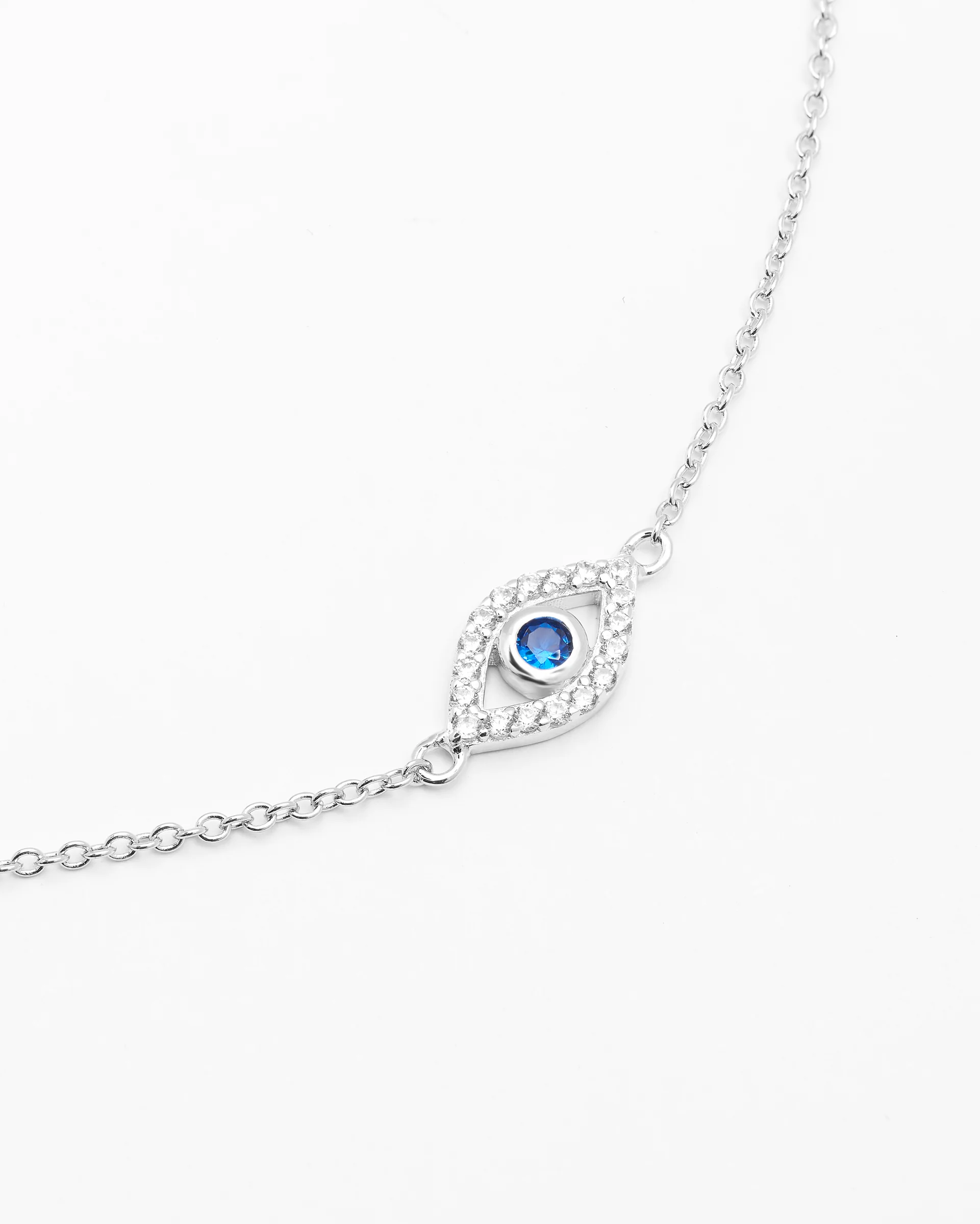 Sterling Silver Zirconia Evil Eye Bracelet - Image 2