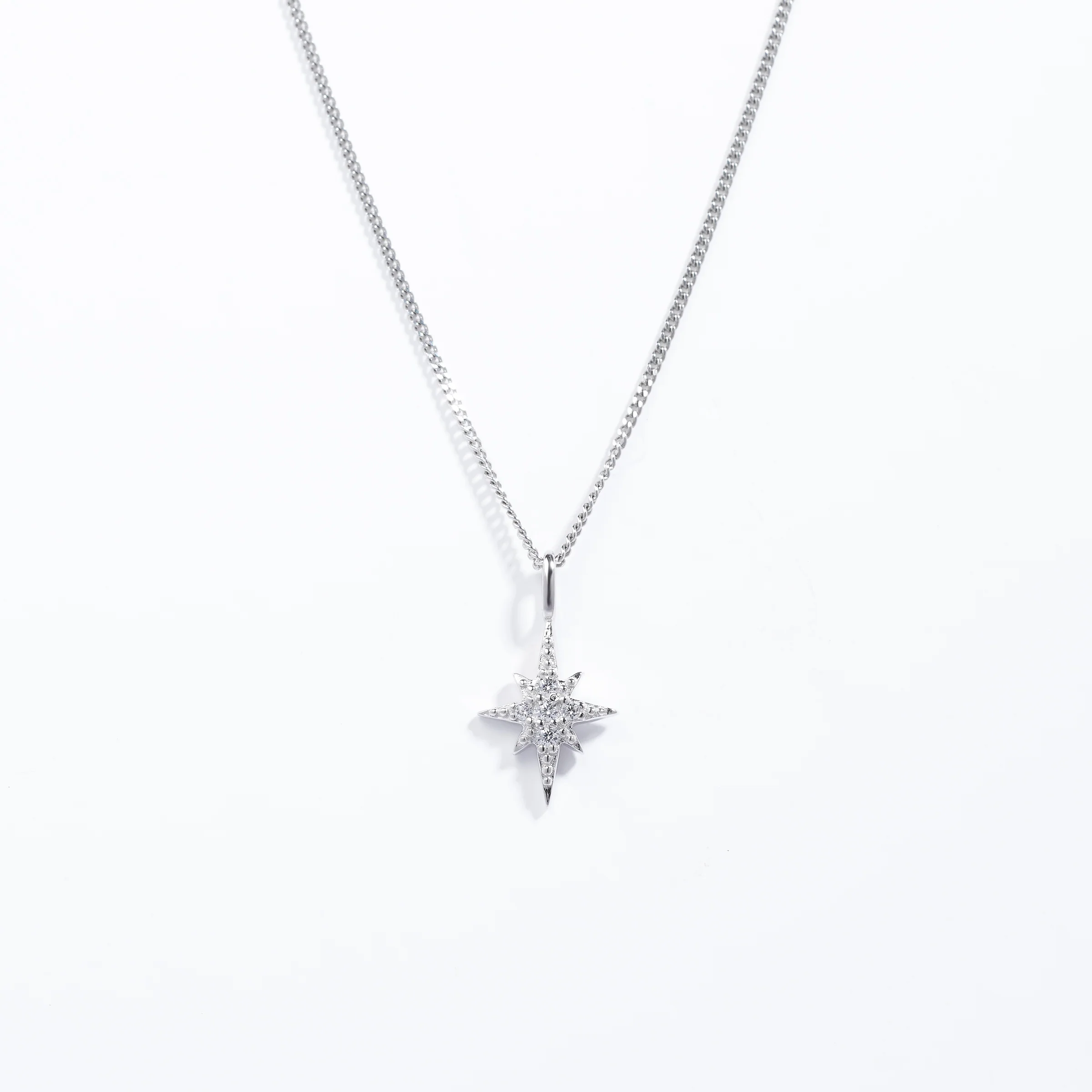 Sterling Silver Zirconia Fancy Star Pendant