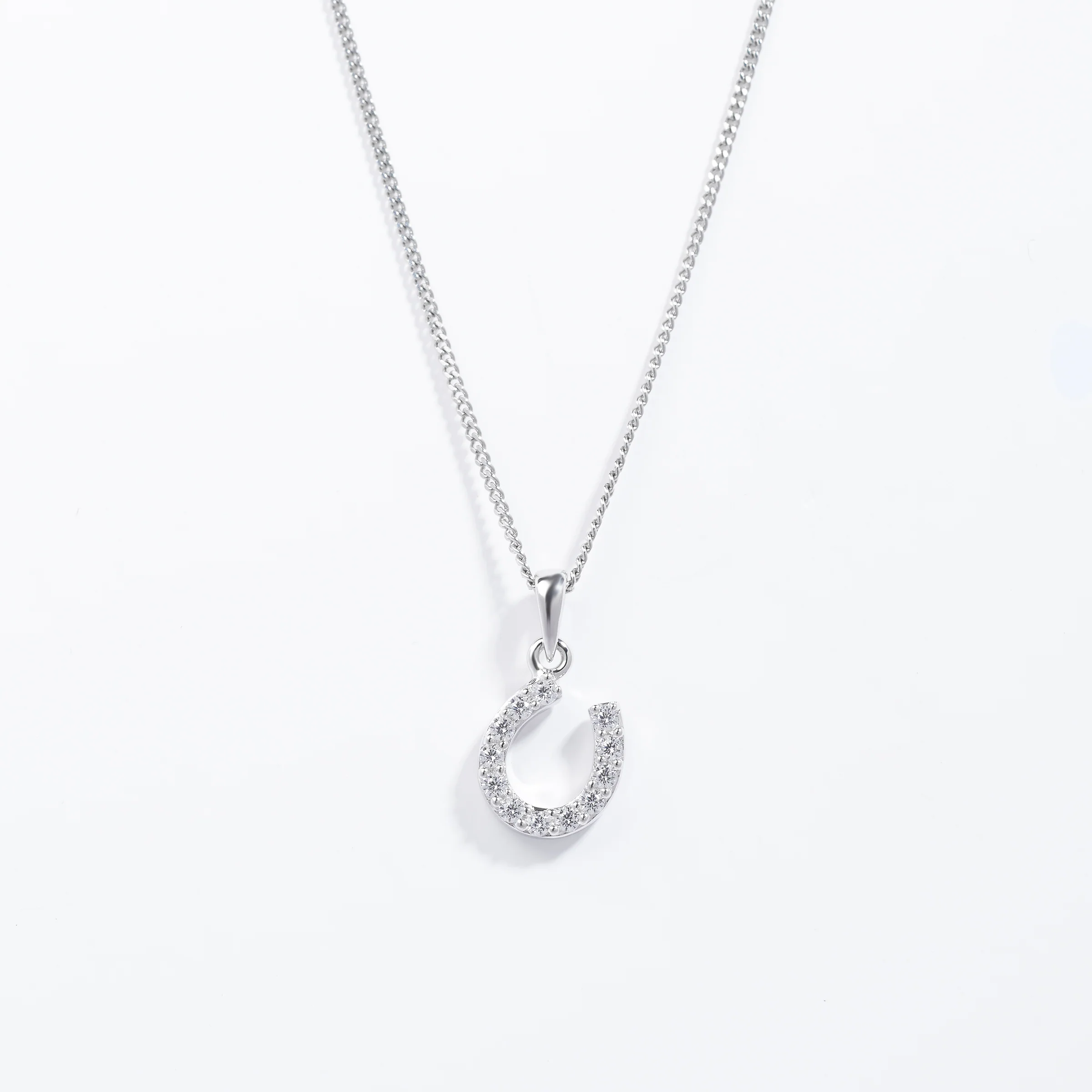 Sterling Silver Zirconia Horseshoe Pendant