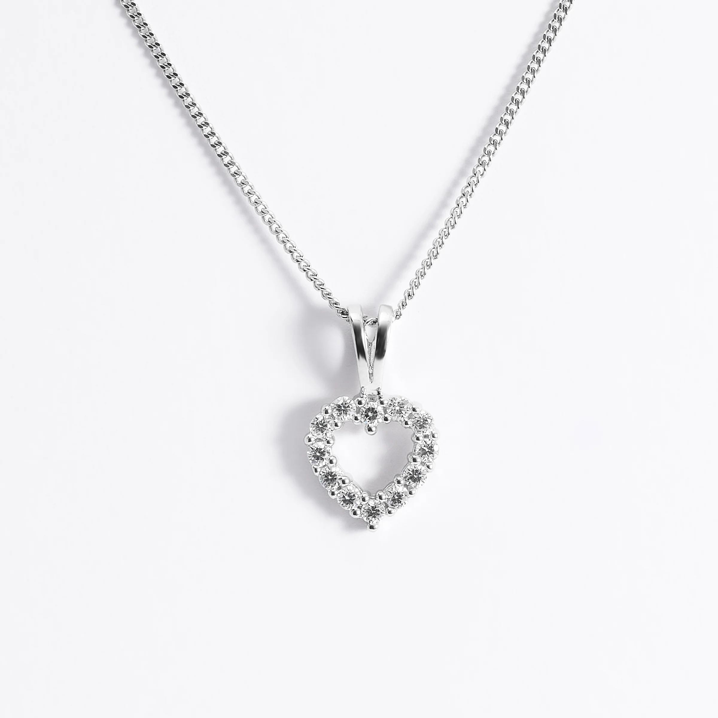 Sterling Silver Zirconia Open Heart Pendant With Split Bail