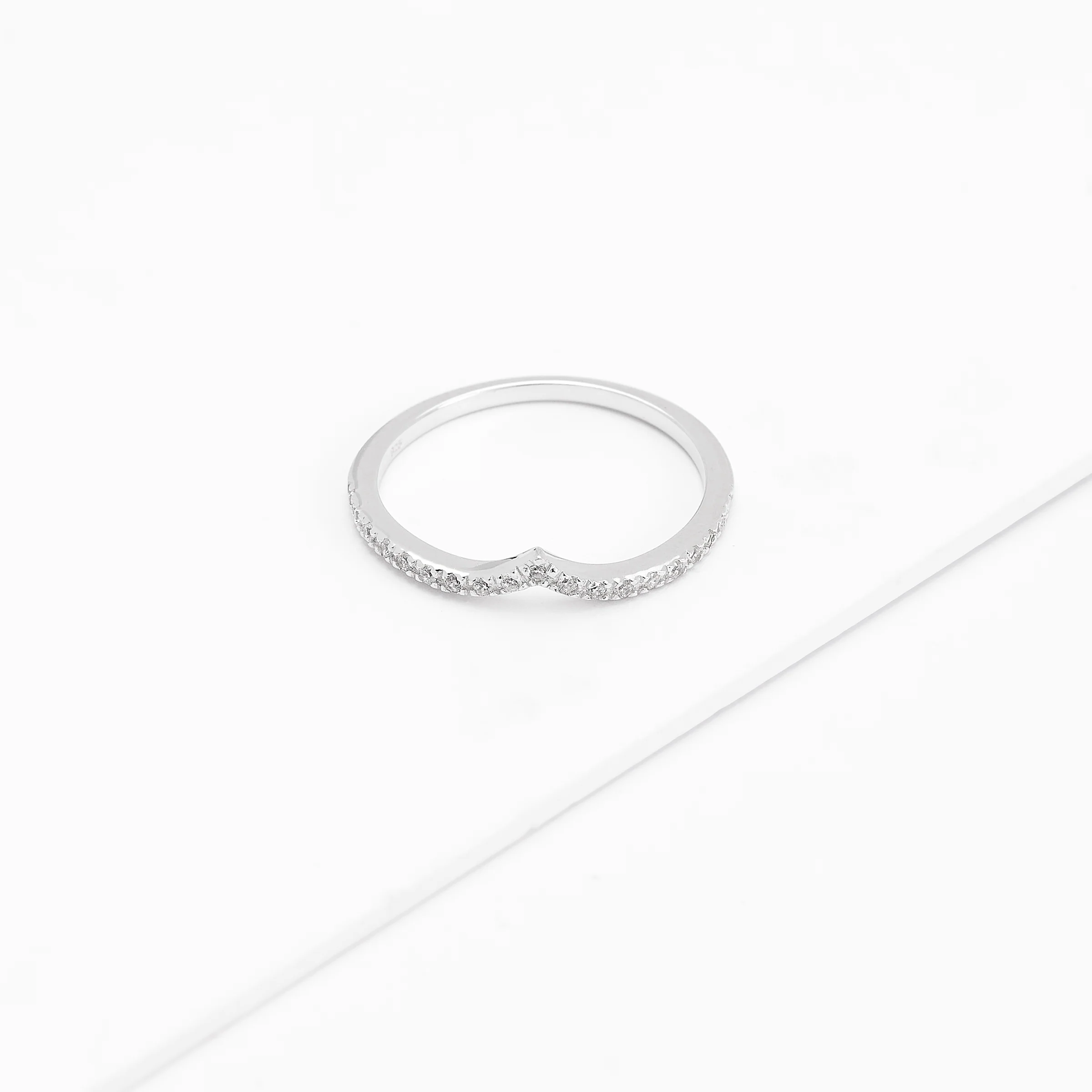 Sterling Silver Zirconia V Tiara Ring