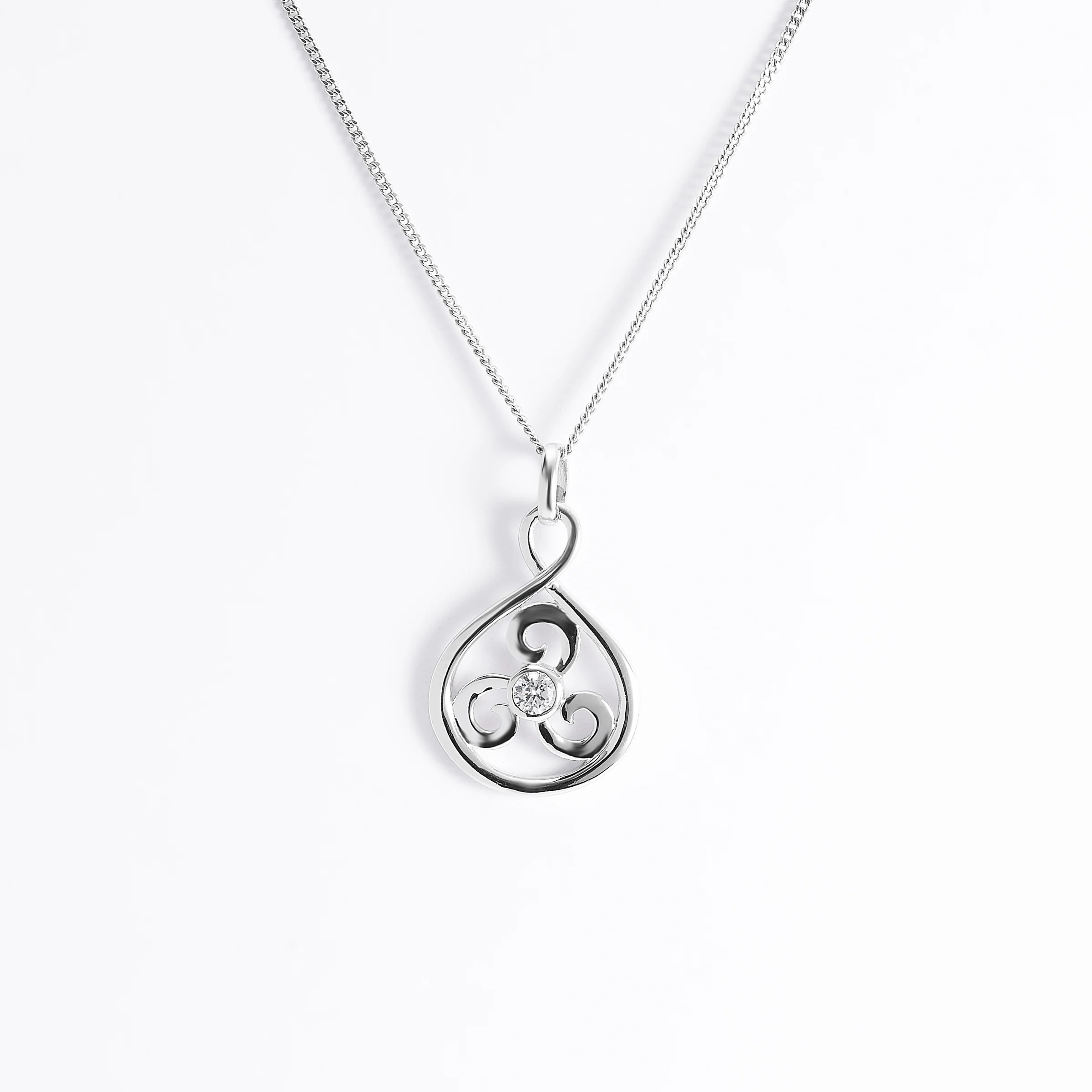 Sterling Silver Zirconia Wind Pendant